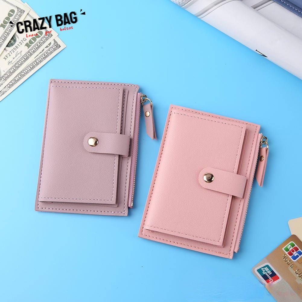 Women's Mini Plain Color PU Leather Wallet With Multiple Spaces
