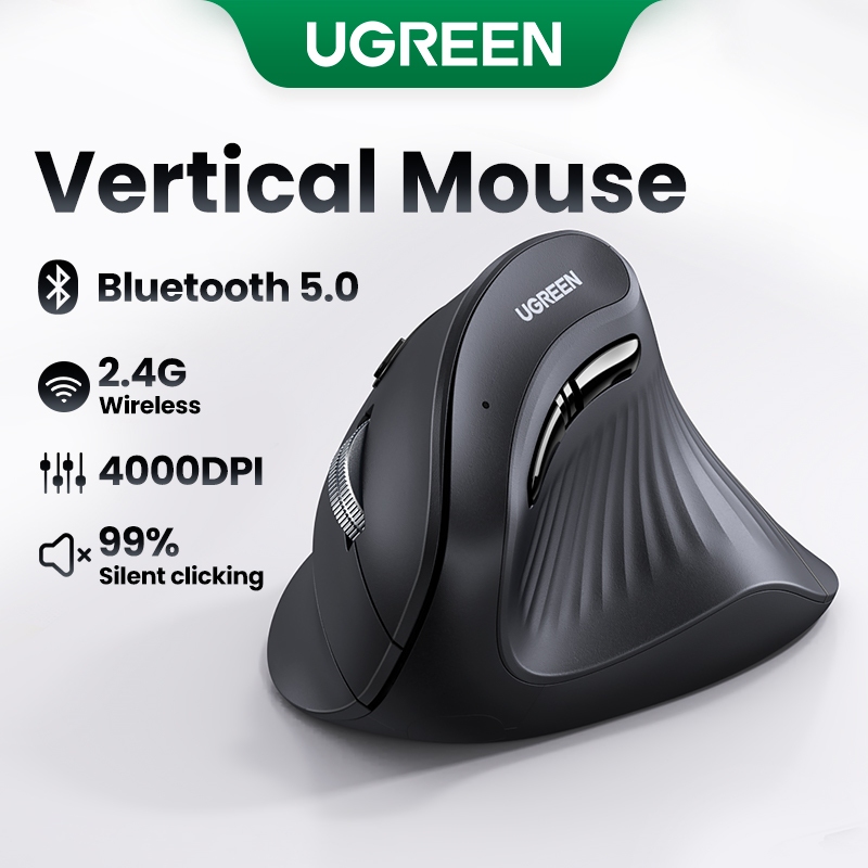 Ugreen Vertical Ergonomic 4000DPI Wireless Silent Click Mouse for Laptop PC Windows Mac OS