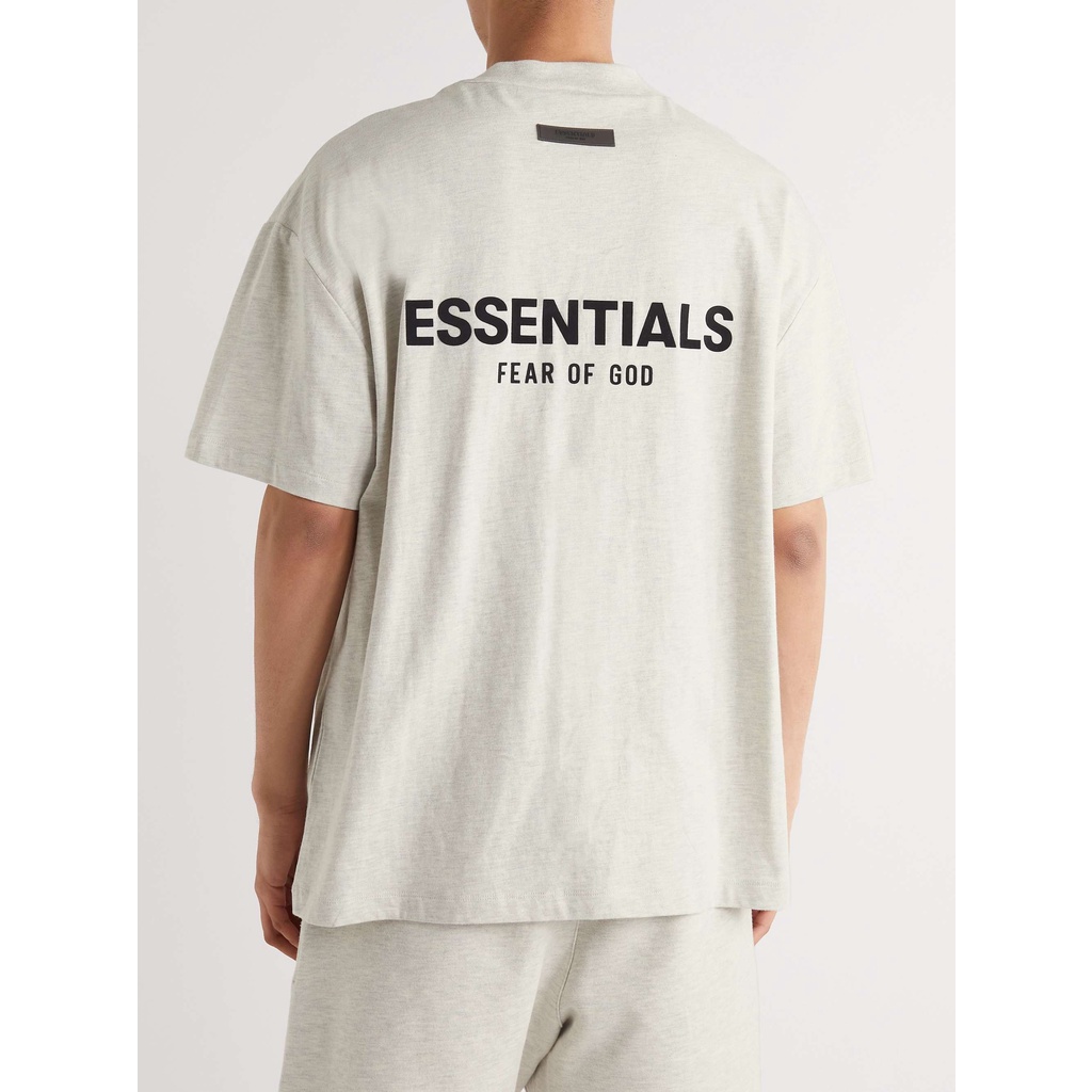 [100% Authentic] Fear of God ESSENTIALS SS22 Flocked Logo Short Sleeve Tee Light Oatmeal