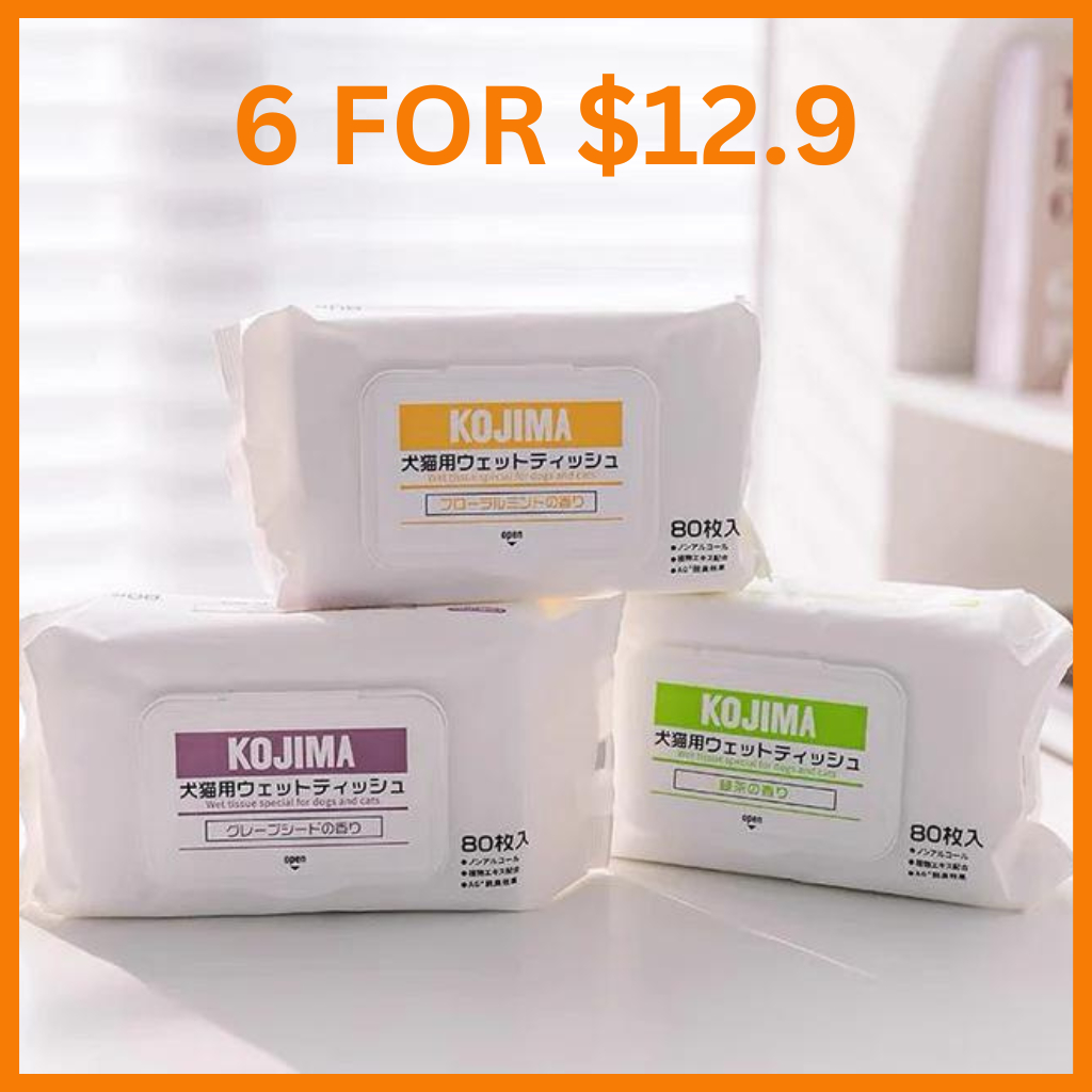 Kojima Pet Wipes | Dog Wipes | Cat Wipes | Wet Tissue/Wet Wipes For Pets (80pcs)